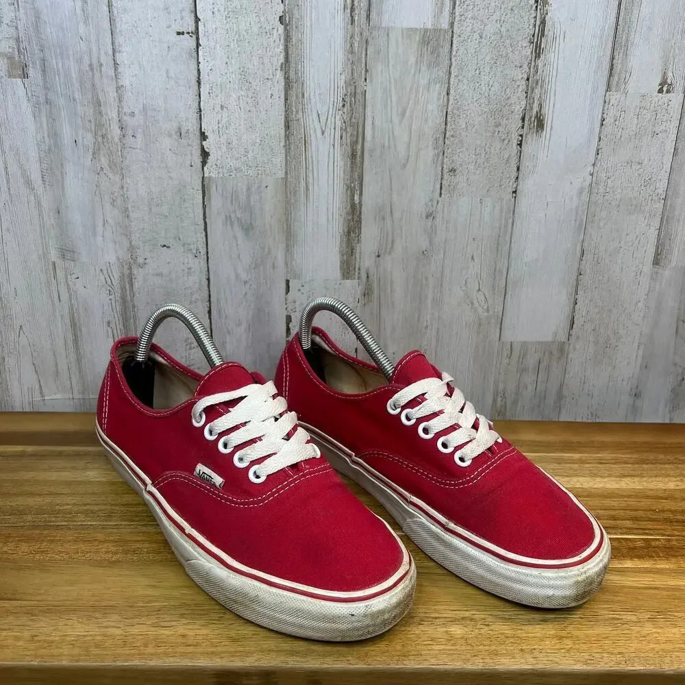 Vans Red Canvas Low Top Lace Up Skate Shoes Sneakers Men's 7.5 / Women's 9‎